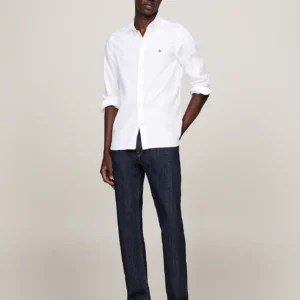 TOMMY HILFIGER - Camicia TH Flex slim fit in cotone dobby - Bianco
