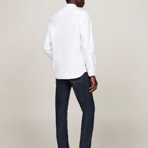 TOMMY HILFIGER - Camicia TH Flex slim fit in cotone dobby - Bianco