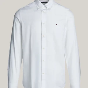 TOMMY HILFIGER - Camicia TH Flex slim fit in cotone dobby - Bianco