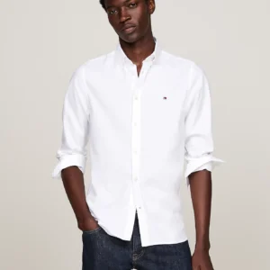 TOMMY HILFIGER - Camicia TH Flex slim fit in cotone dobby - Bianco