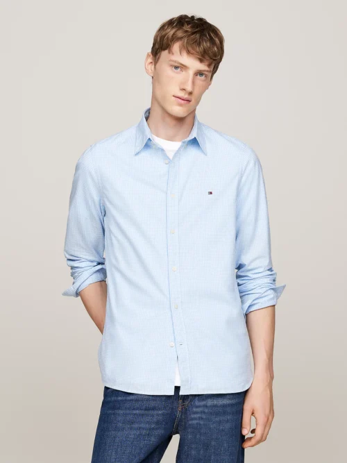 TOMMY HILFIGER - Camicia slim fit a micro quadretti Vichy