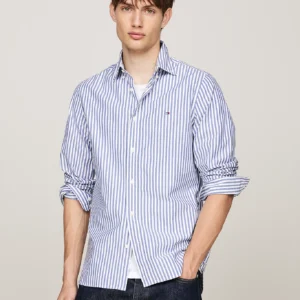MW0MW34573_0A4_main TOMMY HILFIGER - Camicia TH Flex slim fit in popeline a righe