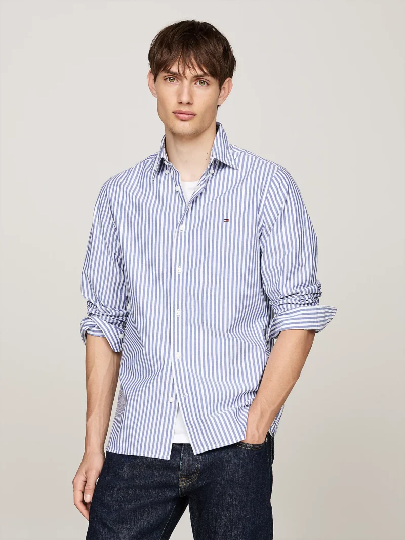 MW0MW34573_0A4_main TOMMY HILFIGER - Camicia TH Flex slim fit in popeline a righe