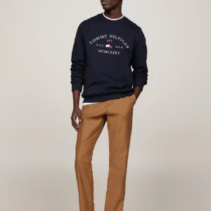 TOMMY HILFIGER - Felpa con logo stile nautico ricamato - Blu