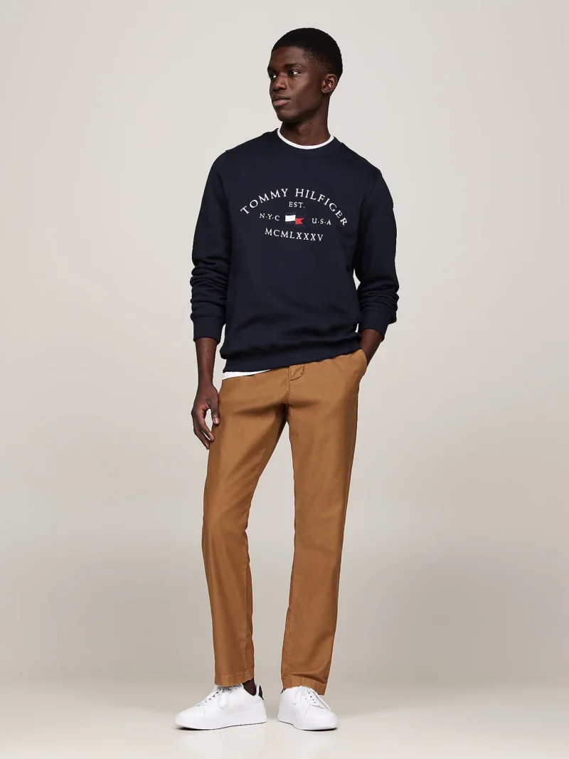 TOMMY HILFIGER - Felpa con logo stile nautico ricamato - Blu