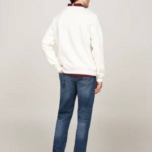 TOMMY HILFIGER - Felpa con logo stile nautico ricamato - Avorio