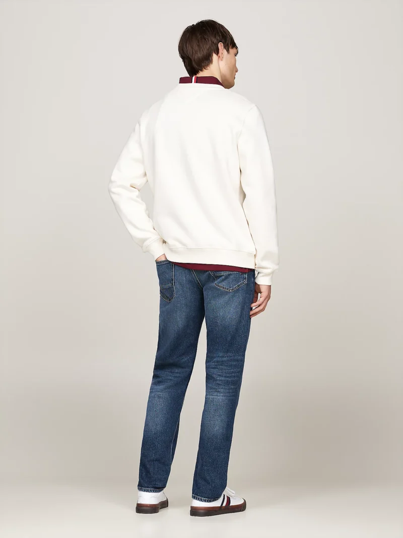 TOMMY HILFIGER - Felpa con logo stile nautico ricamato - Avorio