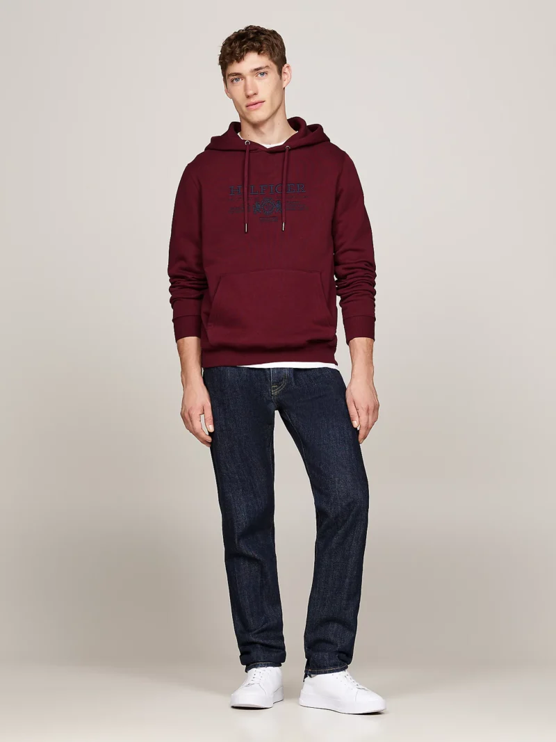 TOMMY HILFIGER - Felpa con stemma ricamato e cappuccio