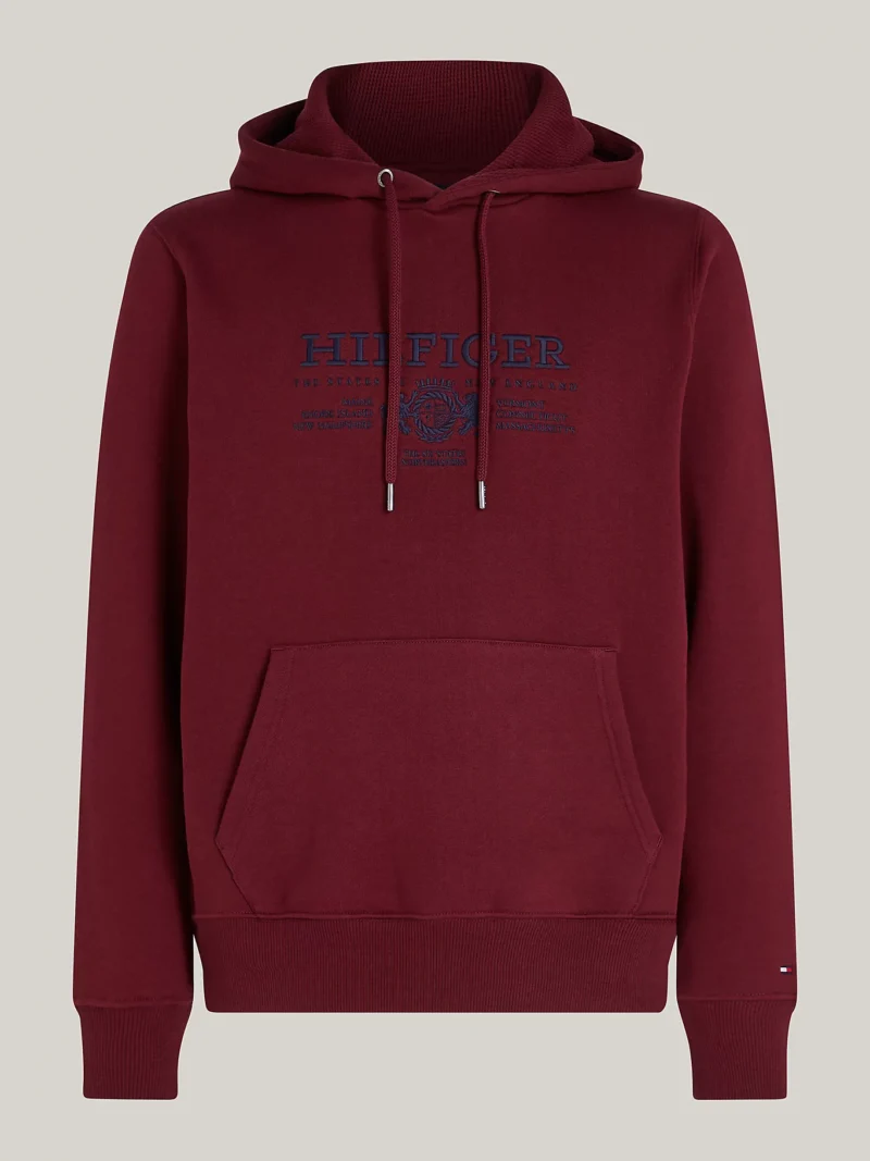 TOMMY HILFIGER - Felpa con stemma ricamato e cappuccio