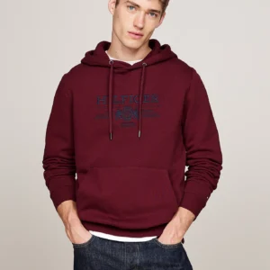 TOMMY HILFIGER - Felpa con stemma ricamato e cappuccio