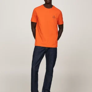 TOMMY HILFIGER - T-shirt con logo - Arancione