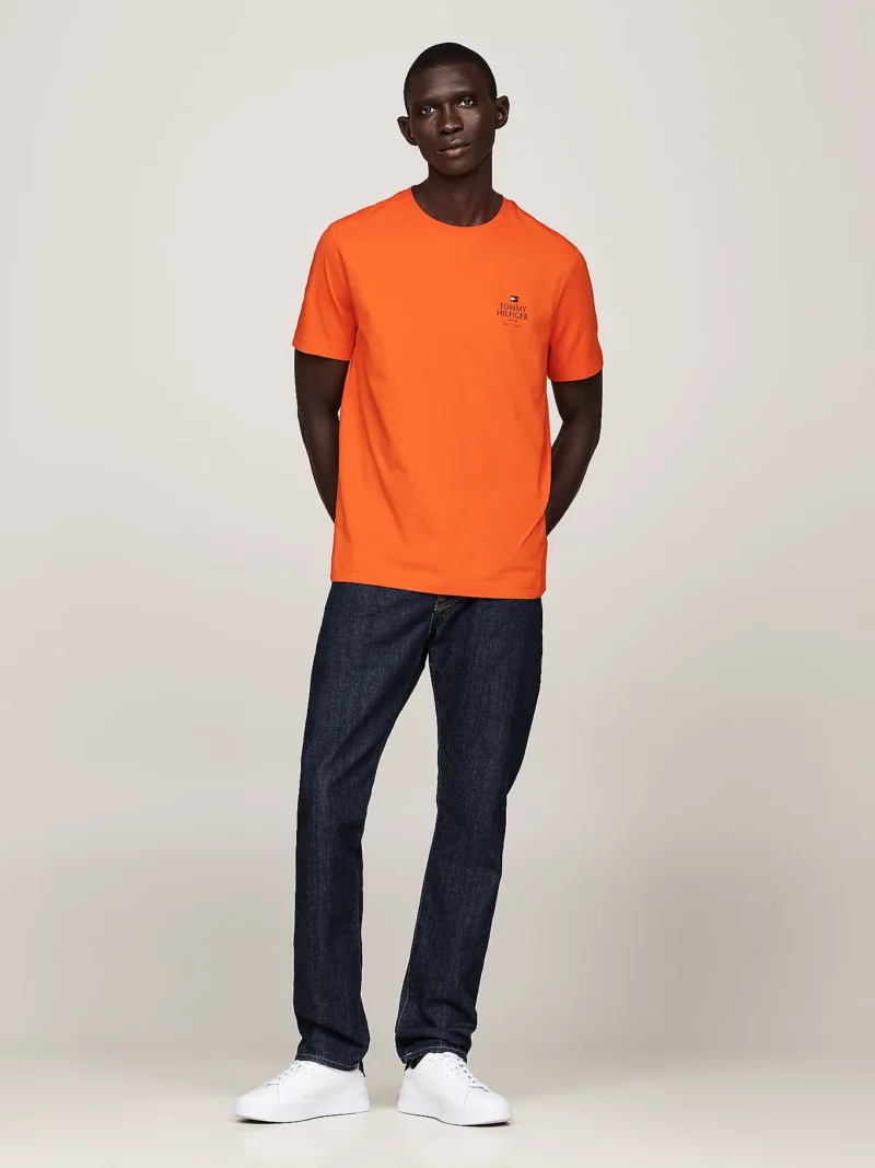 TOMMY HILFIGER - T-shirt con logo - Arancione