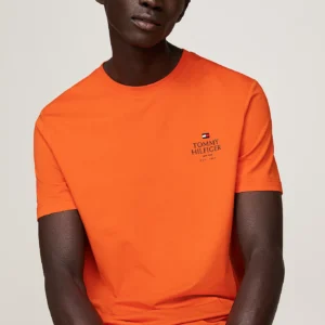 TOMMY HILFIGER - T-shirt con logo - Arancione