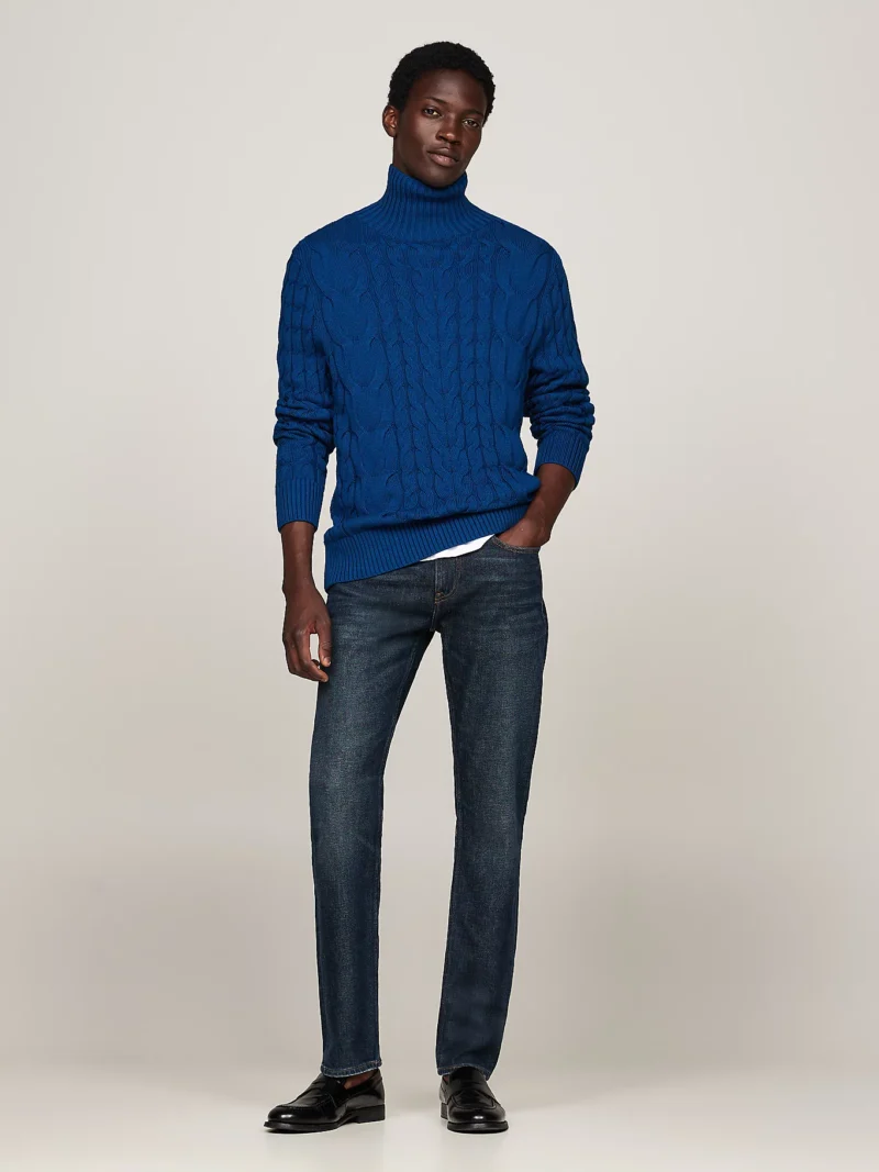 TOMMY HILFIGER - Jeans Denton straight fit sbiaditi - Blu Scuro