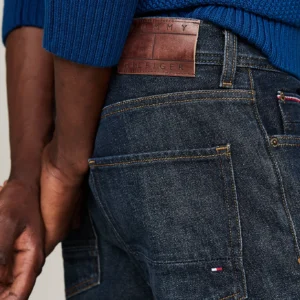 TOMMY HILFIGER - Jeans Denton straight fit sbiaditi - Blu Scuro