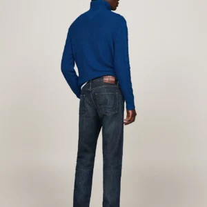TOMMY HILFIGER - Jeans Denton straight fit sbiaditi - Blu Scuro
