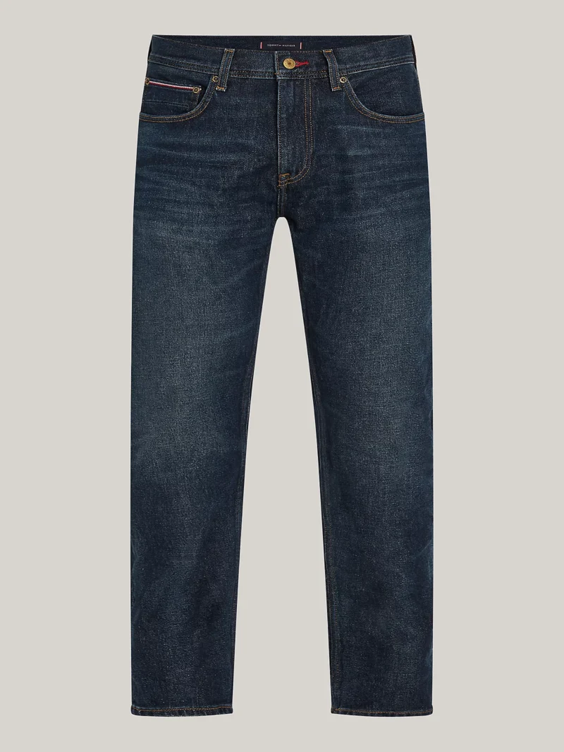 TOMMY HILFIGER - Jeans Denton straight fit sbiaditi - Blu Scuro