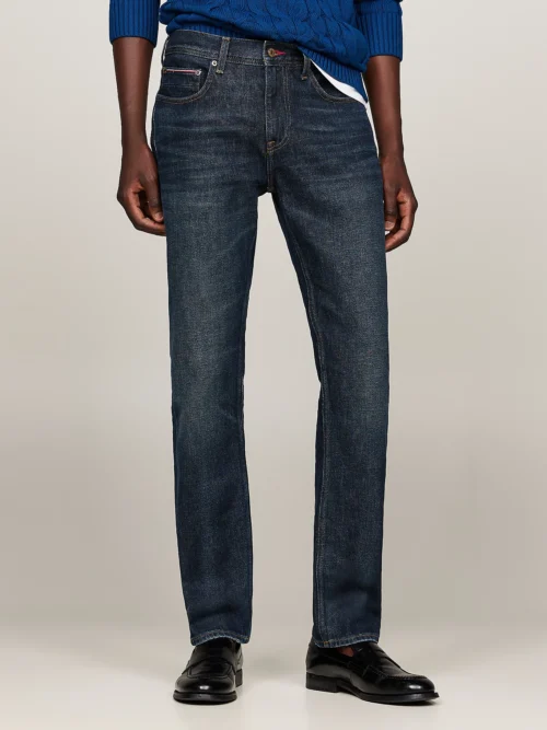 TOMMY HILFIGER - Jeans Denton straight fit sbiaditi - Blu Scuro