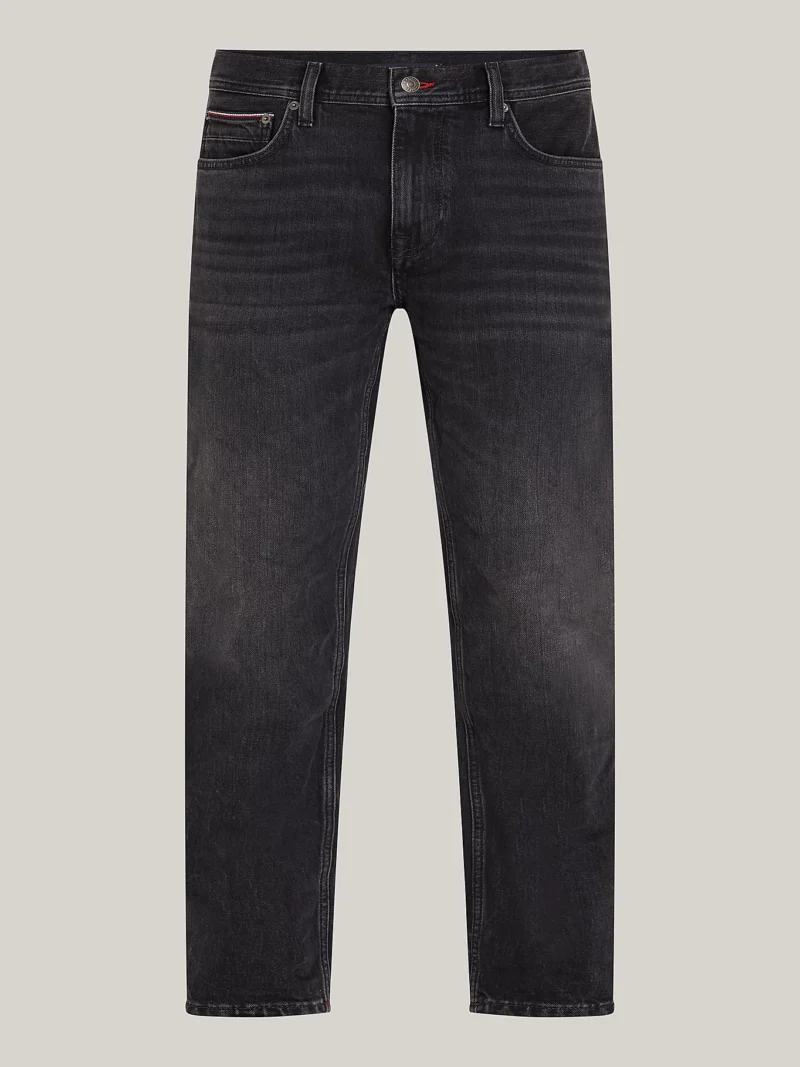 TOMMY HILFIGER - Jeans Denton straight fit neri sbiaditi