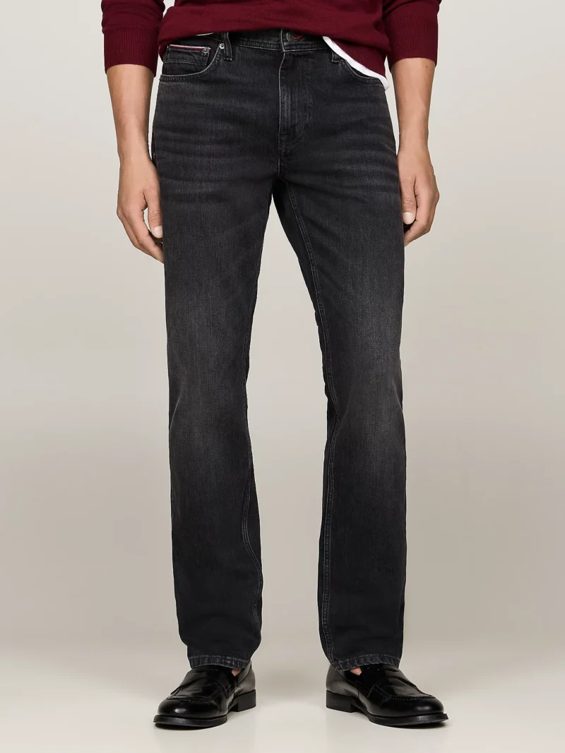 TOMMY HILFIGER - Jeans Denton straight fit neri sbiaditi