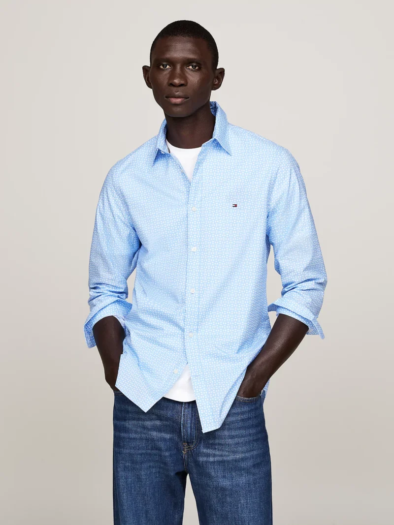 TOMMY HILFIGER - Camicia slim fit in popeline con stampa