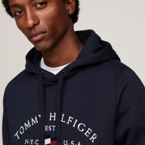 TOMMY HILFIGER - Felpa con cappuccio e logo curvo