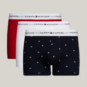 TOMMY HILFIGER - 3 pack boxer aderenti con stampa e logo in vita
