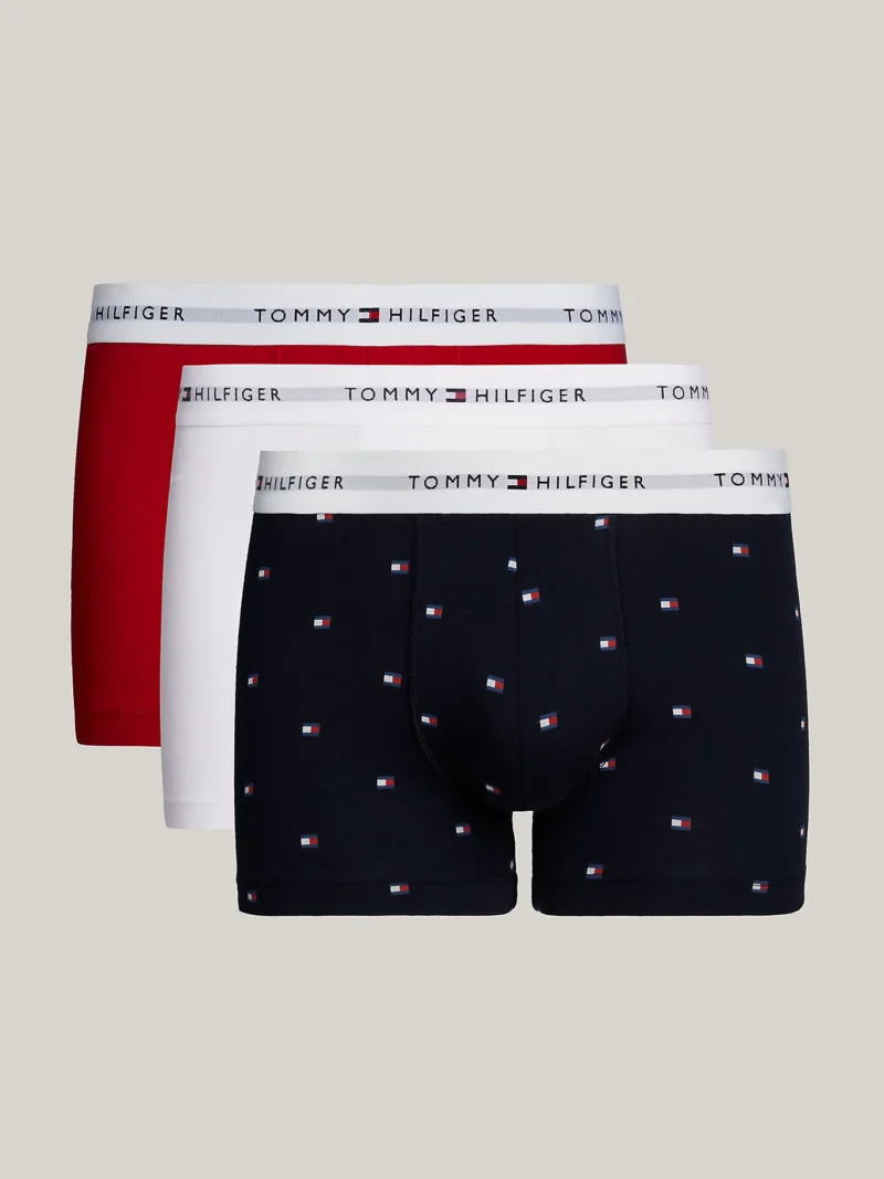 TOMMY HILFIGER - 3 pack boxer aderenti con stampa e logo in vita