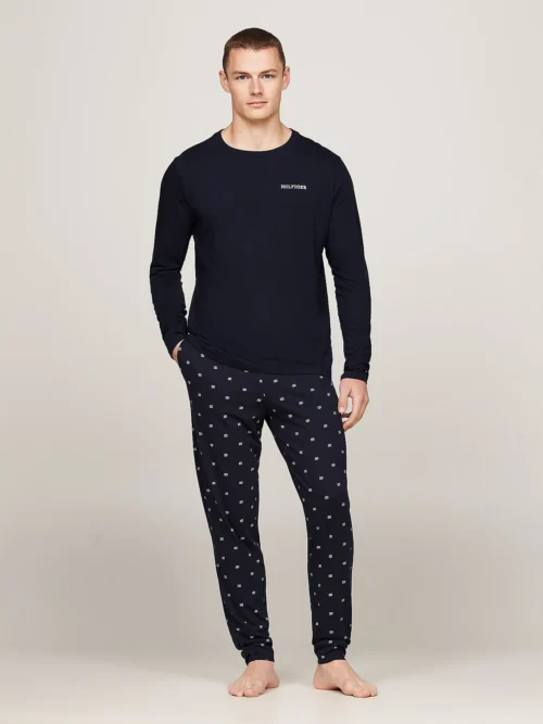 TOMMY HILFIGER - Completo pigiama Hilfiger Monotype con stampa