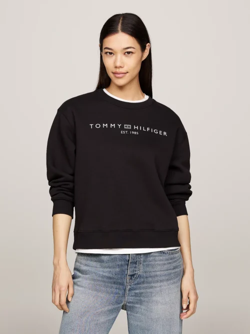 TOMMY HILFIGER - Felpa con logo - Nero