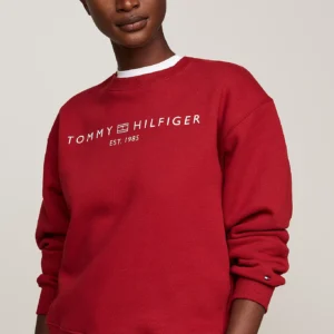 TOMMY HILFIGER - Felpa con logo - Bordeaux