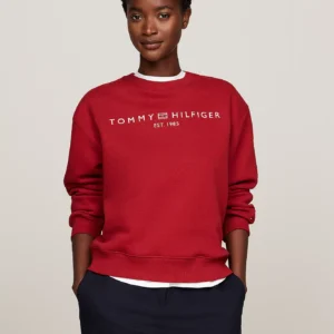 TOMMY HILFIGER - Felpa con logo - Bordeaux