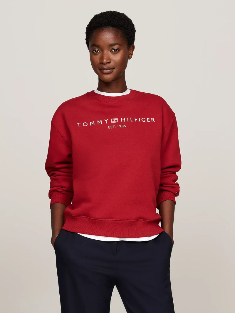 TOMMY HILFIGER - Felpa con logo - Bordeaux