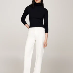 TOMMY HILFIGER - Dolcevita slim fit a maniche lunghe - Nero