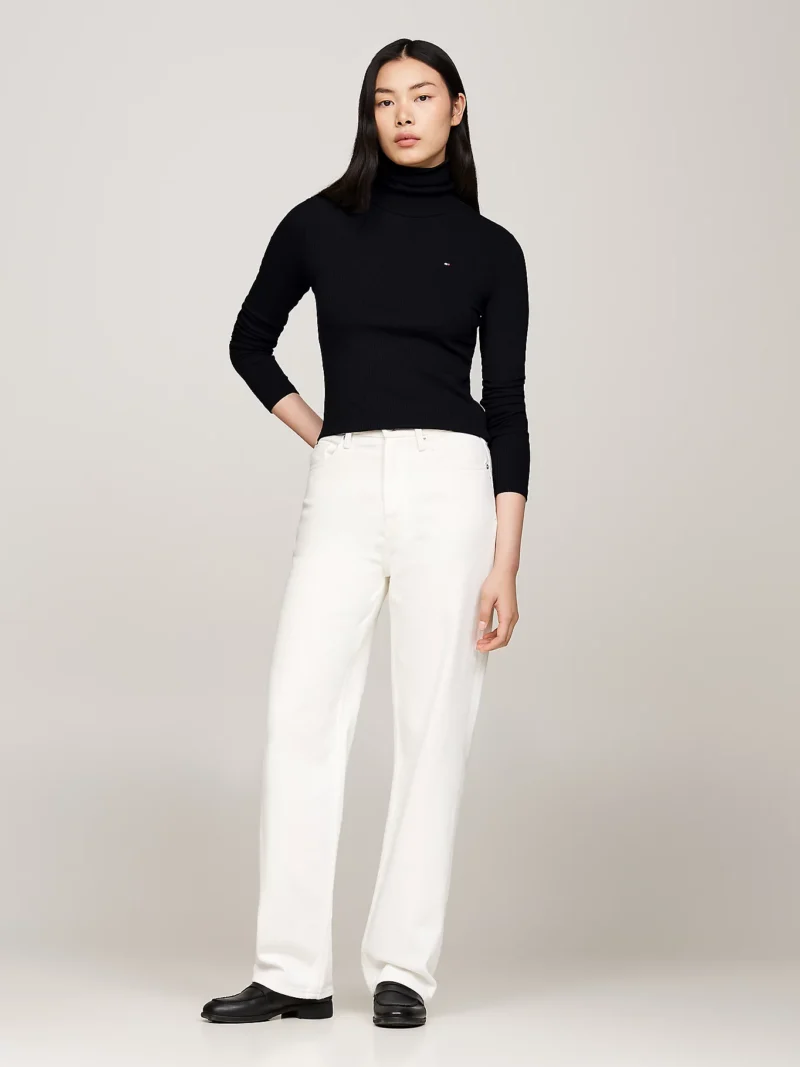 TOMMY HILFIGER - Dolcevita slim fit a maniche lunghe - Nero
