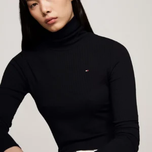 TOMMY HILFIGER - Dolcevita slim fit a maniche lunghe - Nero