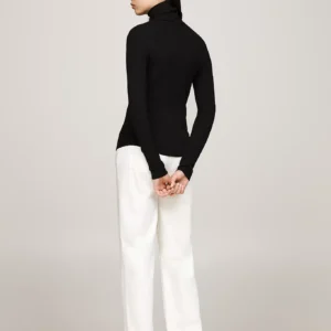 TOMMY HILFIGER - Dolcevita slim fit a maniche lunghe - Nero