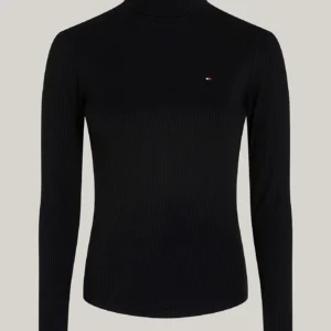 TOMMY HILFIGER - Dolcevita slim fit a maniche lunghe - Nero