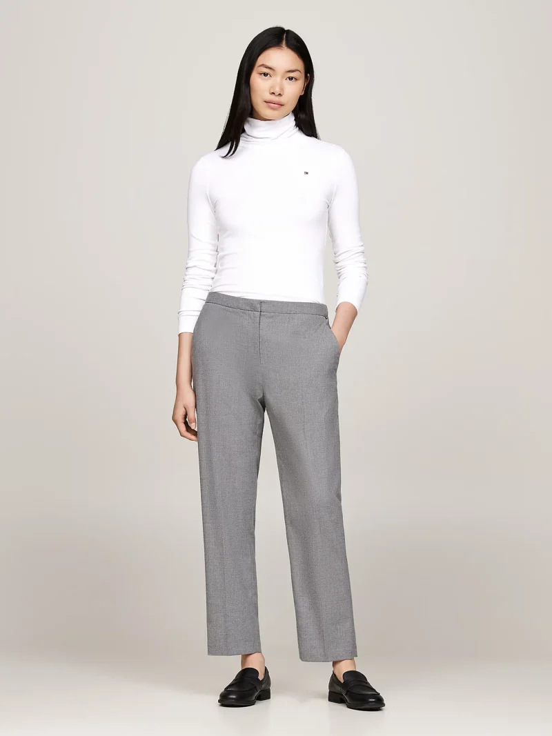 TOMMY HILFIGER - Dolcevita slim fit a maniche lunghe - Ecru