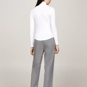 TOMMY HILFIGER - Dolcevita slim fit a maniche lunghe - Ecru