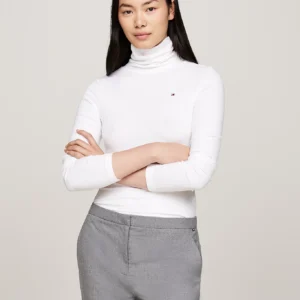TOMMY HILFIGER - Dolcevita slim fit a maniche lunghe - Ecru