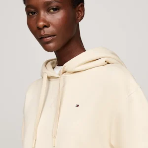 TOMMY HILFIGER - Felpa con cappuccio, lacci e bandierina - Crema