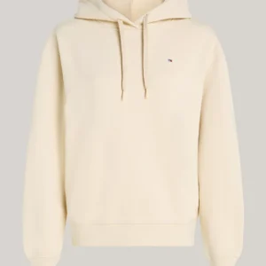 TOMMY HILFIGER - Felpa con cappuccio, lacci e bandierina - Crema