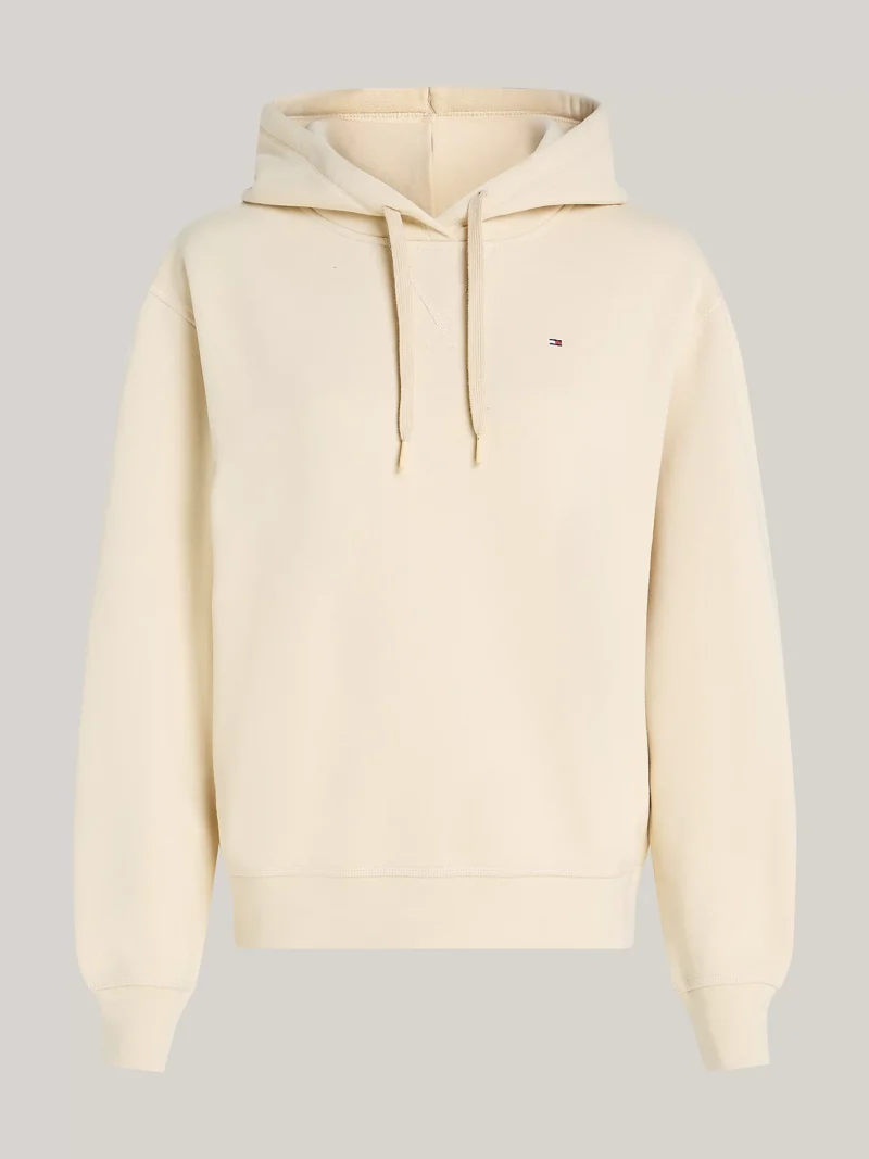 TOMMY HILFIGER - Felpa con cappuccio, lacci e bandierina - Crema