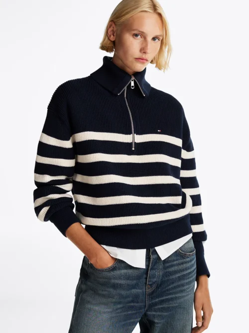TOMMY HILFIGER - Pullover relaxed fit con mezza zip