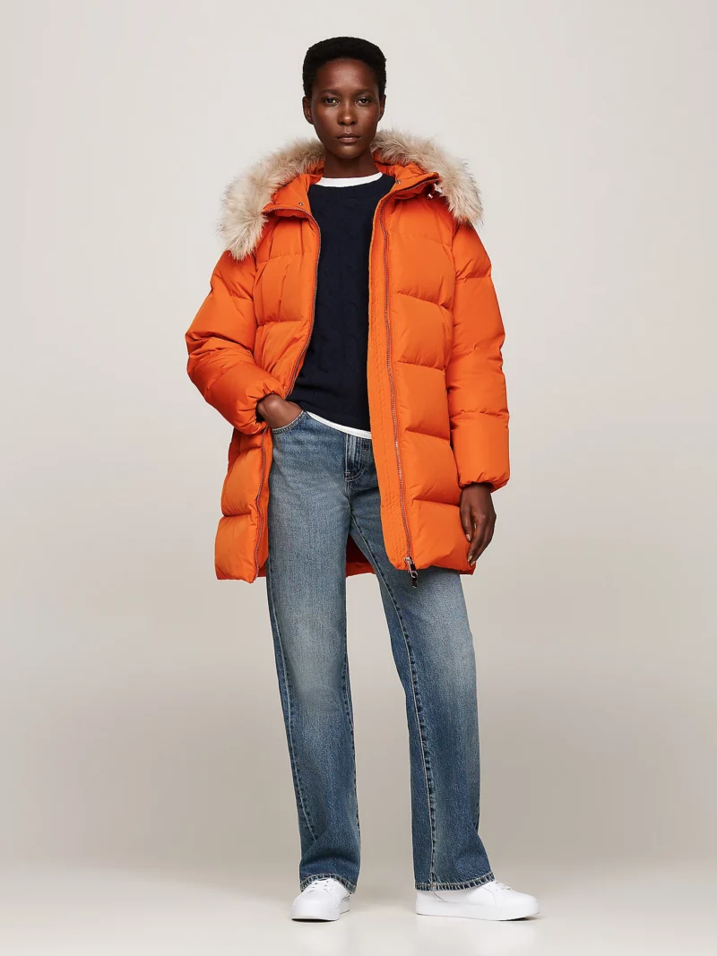 TOMMY HILFIGER - Piumino con cappuccio e pelliccia sintetica