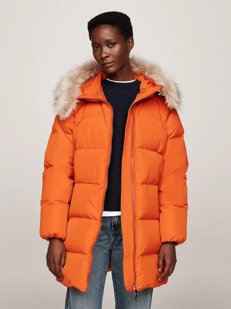 TOMMY HILFIGER - Piumino con cappuccio e pelliccia sintetica