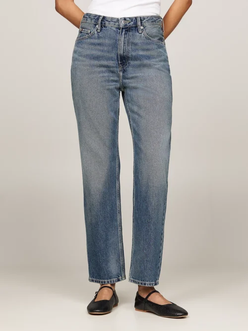 TOMMY HILFIGER - Jeans cropped straight fit a vita alta
