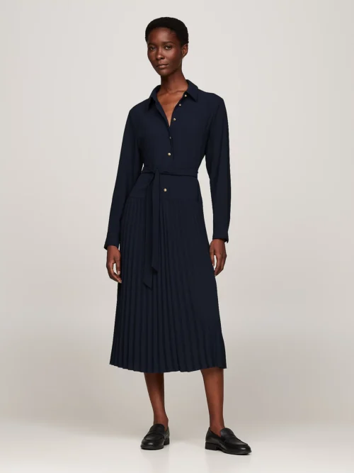 TOMMY HILFIGER - Chemisier midi relaxed fit con gonna a pieghe