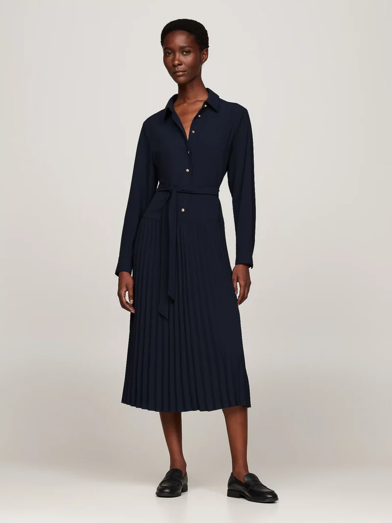TOMMY HILFIGER - Chemisier midi relaxed fit con gonna a pieghe